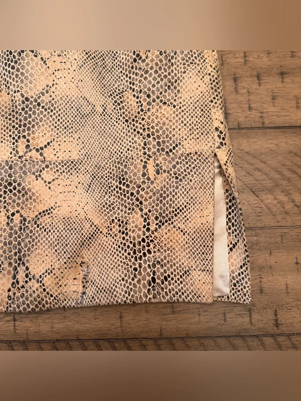 A.M.I. Vintage Snake Skin Print Leather and Satin Mini Skirt Y2K